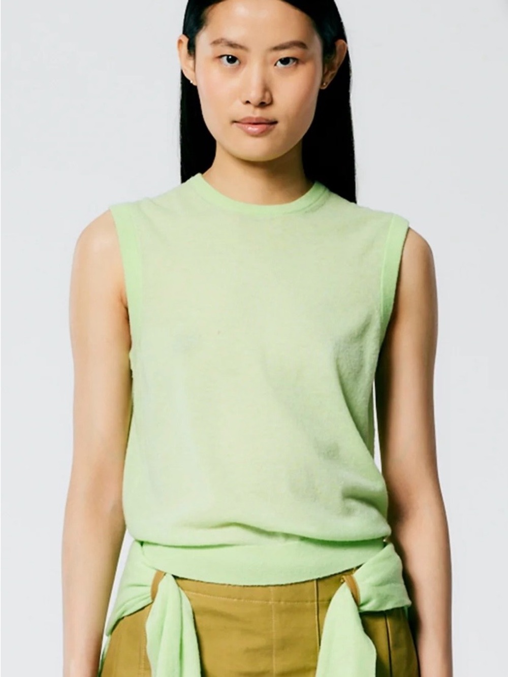 Tibi Light Green Skin Like Mercerized Wool Sleeveless SweaterTank XXS
